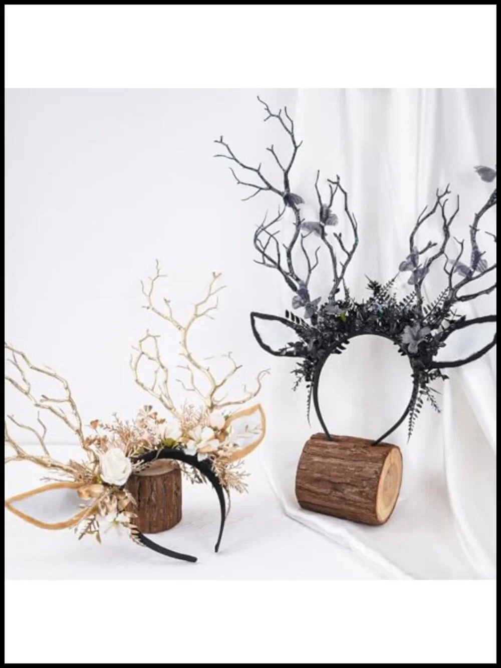 Branch Antler Headband Woodland Reindeer Ear Headpiece Renaissance Halloween